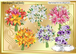  6 pretty bouquets of flower lilies in lovely colours