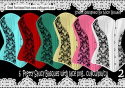 6 Pretty Saucy coloured Basques with lace png set 2