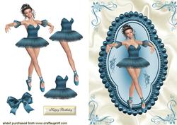 Pretty Ballerina in Blue Bead Frame