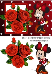 I Just love red roses, with cute little minnie mouse