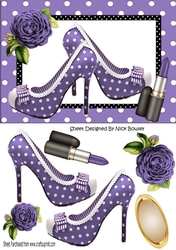 pretty purple polkadot/stripe shoes with purple roses A5