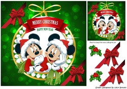 Merry Christmas Mrs Mouse with holly and bows 8x8
