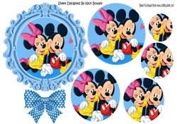 Cute minnie and mouse in ornate frame pyramids with dotty bow