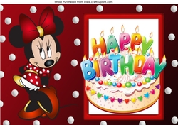 I Just love Birthday cakes, with cute little minnie mouse A4