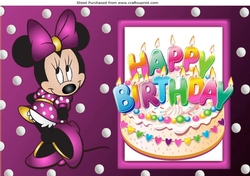 I Just love Birthday cakes, with cute little minnie mouse in pink A4