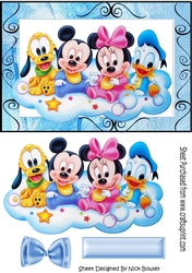 Cute little minnie babies on a cloud with bow A5