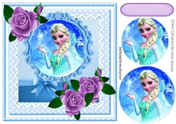 Pretty ice princess with lilac painted roses pyramids 8x8