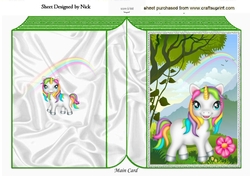 Gorgeous little rainbow unicorn in the meadow with rainbow folded book