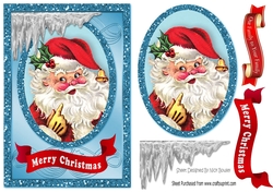 lovely santa card front in glitter oval topper