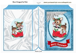 Little reindeer with santa boot in glitter frame A5 folded book