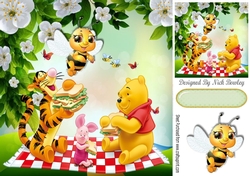 Buzz off Bumble Bee! bear and friends are having a picnic 8x8