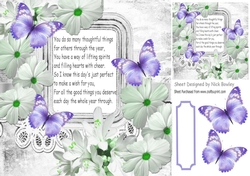 pretty white daisies, flowers and purple butterflies with verse 8x8