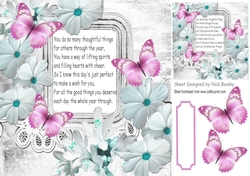 pretty white daisies, flowers and pink butterflies with verse 8x8