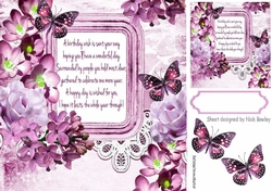 pretty shades of pink roses, flowers and butterflies with verse 8x8