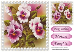 pink shades painted pansies with pearls 8x8