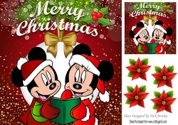 Mr and Mrs Mouse Carol singing with red santa hats 8x8