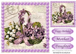A gift for you! pretty basket of lilac/white flowers with pearls 8x8