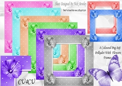 8 Coloured 8x8 Polkadot with flowers frames in png