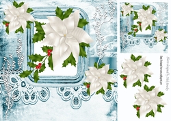 pretty christmas white flowers with blue lace 8x8