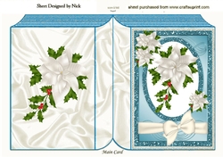 pretty christmas white flowers with blue glitter frame folded book