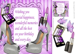 silver sparkle shoes with purple butterflies and makeup 8x8