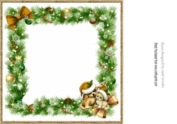 cute puppy and kitten in gold santa hats in festive frame 8x8 blank insert