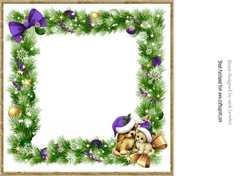 cute puppy and kitten in santa purple hats in festive frame 8x8 blank insert