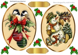 two lovely vintage christmas toppers with holly