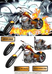 Orange Chopper Bike Silver Background