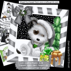 cute puppy in silver santa hat with presents 8x8 Mini Kit