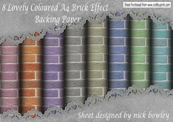 8 Lovely A4 Coloured Brick Effect Backing Papers