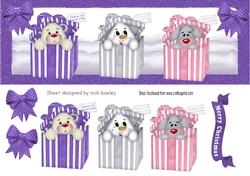 cute christmas  peek a boo boxes with purple spot bows DL