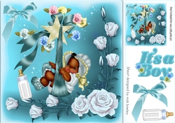 Cute little ethnic baby boy in a bonnet with bows & roses 8x8