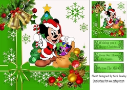 mouse with christmas presents, tree, with bells 8x8