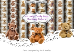 8 Lovely Teddy Backing Papers