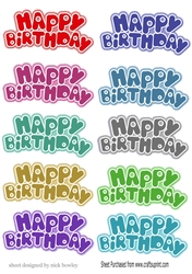 Funky coloured joined Happy Birthday tags