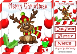 Cute reindeer in red festive frame 8x8