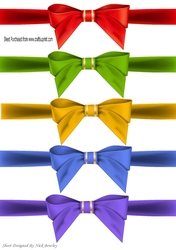 5 Lovely coloured border bows with gold edging (set one)
