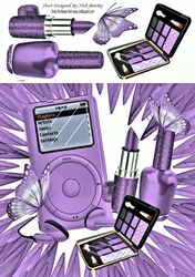 purple MP3 Player, with ladies Accessories & butterflies 8x8