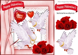 pretty white doves & red roses for my valentine with love 8x8