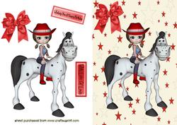 Cute Little Cowgirl & Cartoon Horse