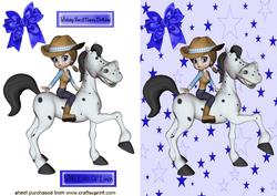 Cute Little Girl with Hat & Cartoon Horse