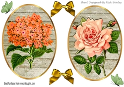 two pretty toppers with wood of peach roses & flowers