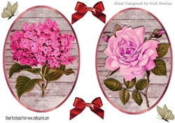 two pretty toppers with wood of pink roses & flowers