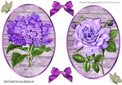 two pretty toppers with wood of lilac roses & flowers