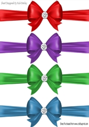Lovely coloured border bows with a diamond in the centre (set one)