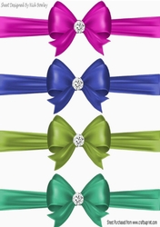 Lovely coloured border bows with a diamond in the centre (set two)