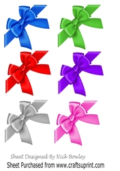 6 Satin pretty corners edge to edge bows (set one)