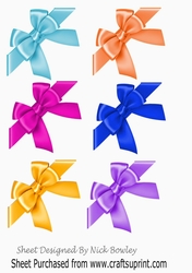 6 Satin pretty corners edge to edge bows (set two)
