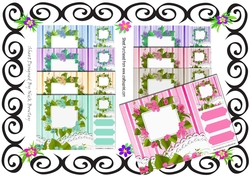 8 Pretty coloured flower card fronts with lace & stripes with toppers